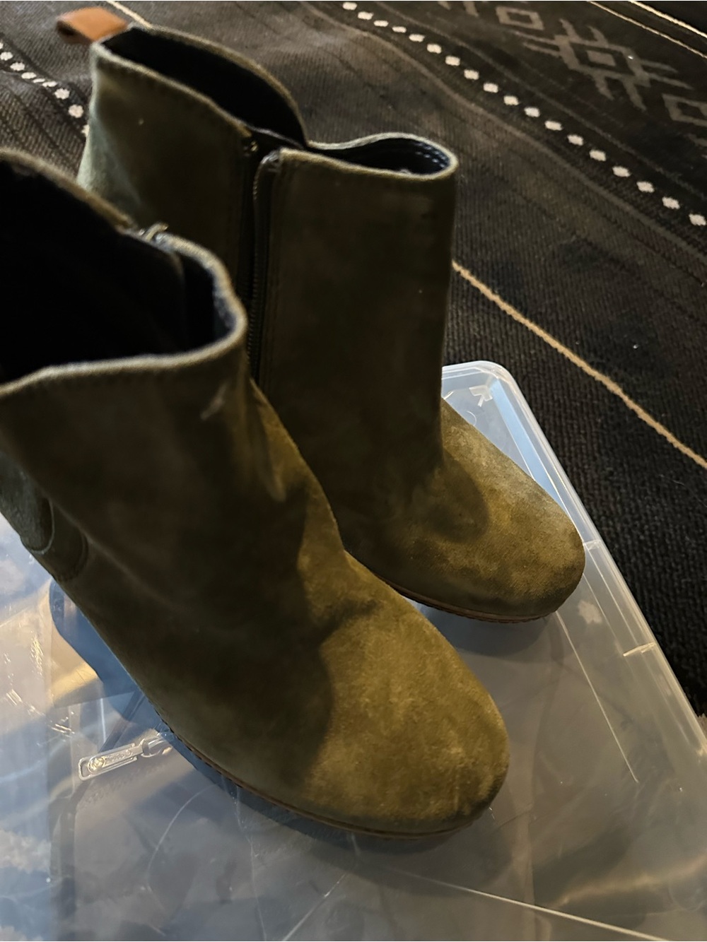 GABOR Women's Olive Suede Ankle Booties - Stylish Side-Zip Design New size7.5